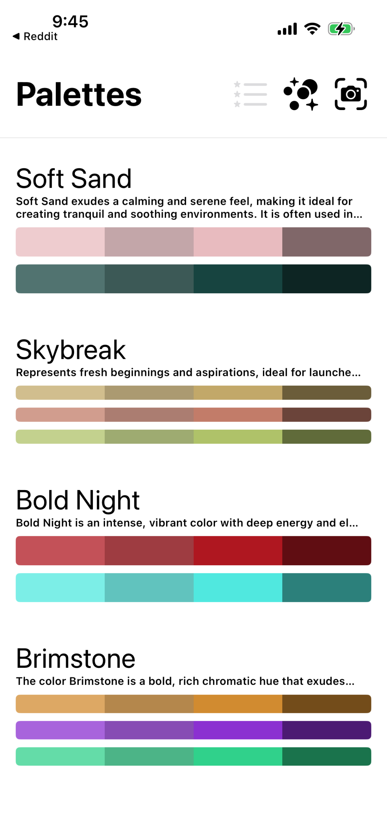 Color Palette Collection View